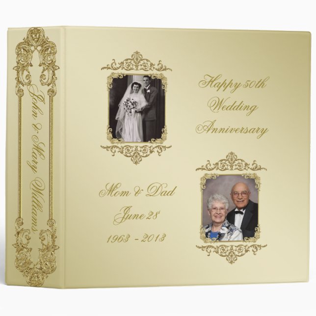 50th Golden Wedding Anniversary 2" Photo Binder (Front/Spine)
