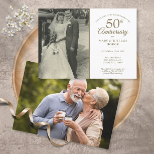 50th Golden Wedding Anniversary 2 Photo Invitation