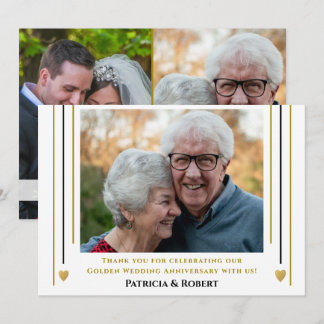 50th Golden Wedding Anniversary 3 Photo Collage Thank You Card