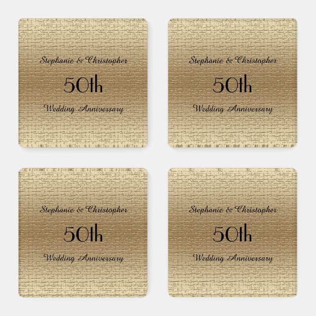 50th Golden Wedding Anniversary Acrylic Beverage Coaster Set (Set)