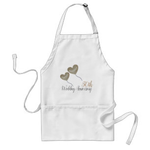 50th Golden Wedding Anniversary balloon Adult Apron