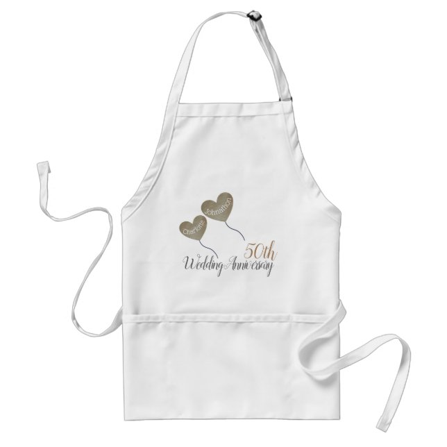 50th Golden Wedding Anniversary balloon Adult Apron (Front)