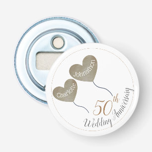 50th Golden Wedding Anniversary balloon Bottle Opener