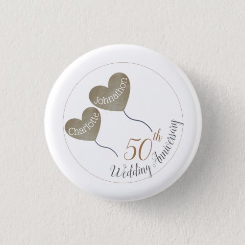 50th Golden Wedding Anniversary balloon Button
