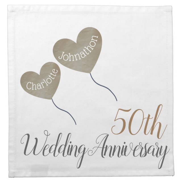 50th Golden Wedding Anniversary balloon Cloth Napkin (Front)