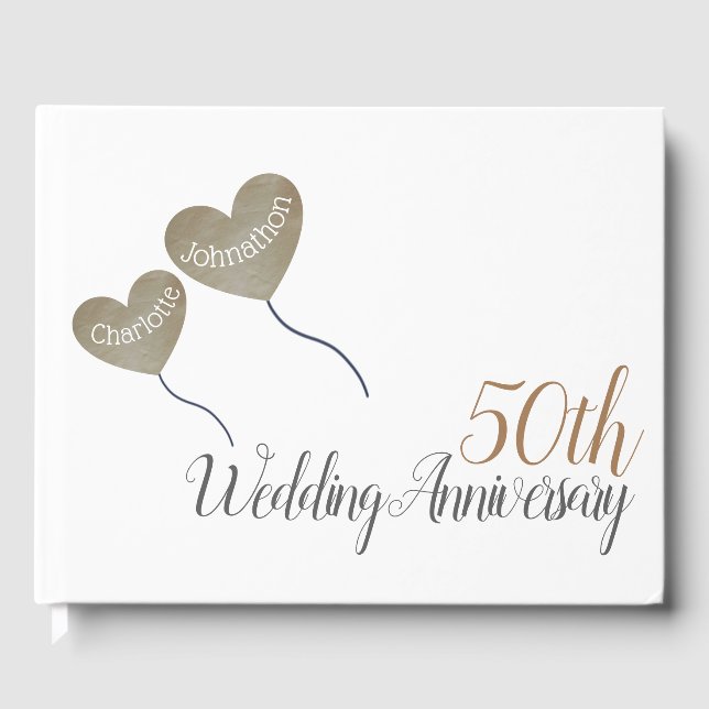 50th Golden Wedding Anniversary balloon Guest Book (Front)