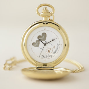 50th Golden Wedding Anniversary balloon husband Pocket Watch