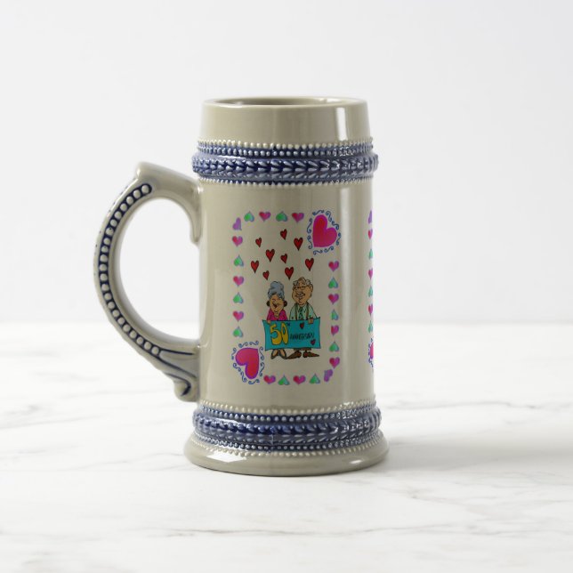 50th Golden Wedding Anniversary Beer Stein (Left)