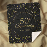 50th Golden Wedding Anniversary Black And Gold Sherpa Blanket<br><div class="desc">Personalize with your special fifty years golden anniversary details in chic gold typography and delicate gold dust confetti. Designed by Thisisnotme©</div>