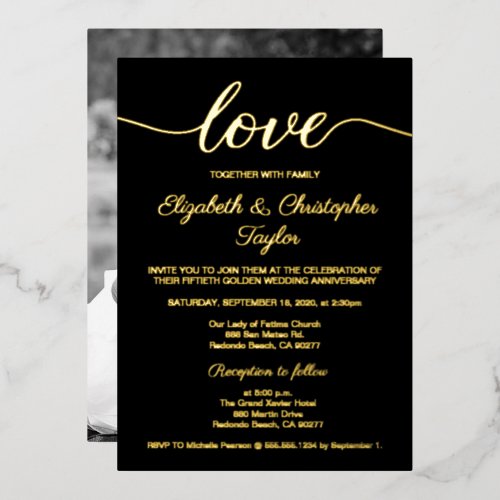 50th Golden Wedding Anniversary Black Custom Photo