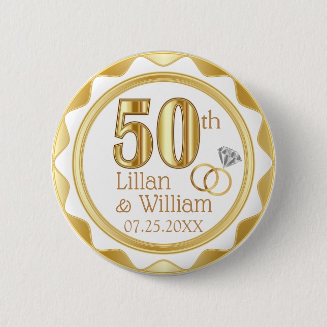 50th Golden Wedding Anniversary Button (Front)