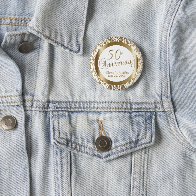 50th Golden Wedding Anniversary Button (In Situ)