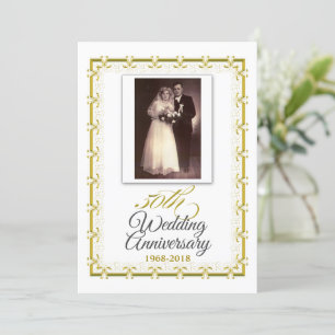 50th Golden Wedding Anniversary Celebration Photo Invitation