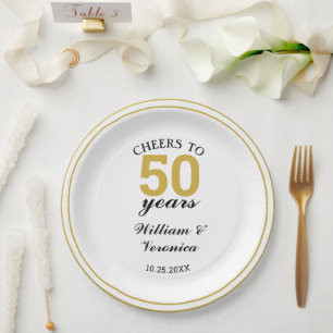 50th Golden Wedding Anniversary Cheers to 50 Years Paper Plates