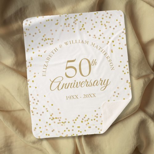 50th Golden Wedding Anniversary Chic Gold Confetti Sherpa Blanket