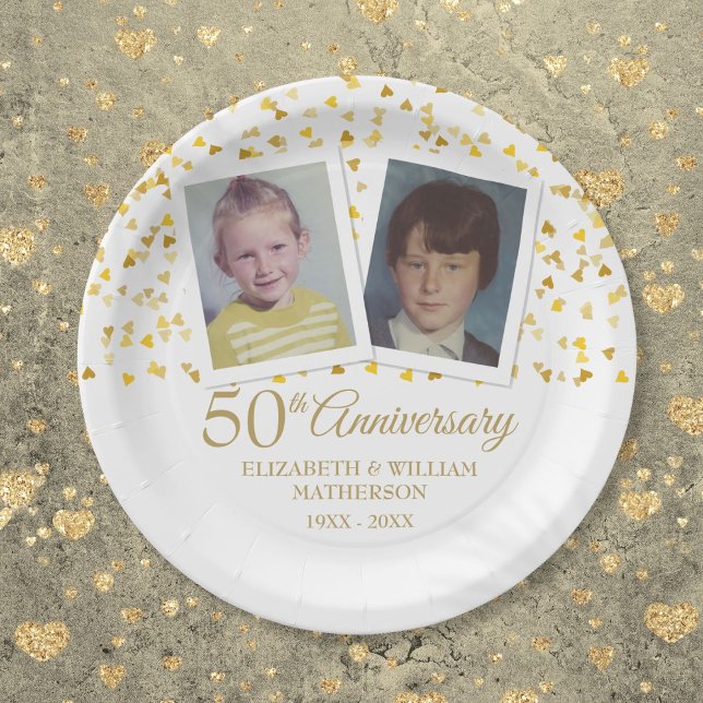 50th Golden Wedding Anniversary Child Photos Paper Plates (50th Golden Wedding Anniversary Child Photos Paper Plates)
