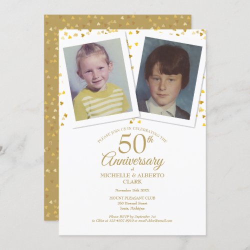 50th Golden Wedding Anniversary Childhood Photos Invitation