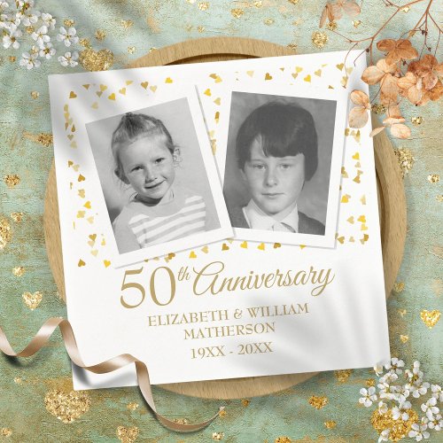 50th Golden Wedding Anniversary Childhood Photos Napkins