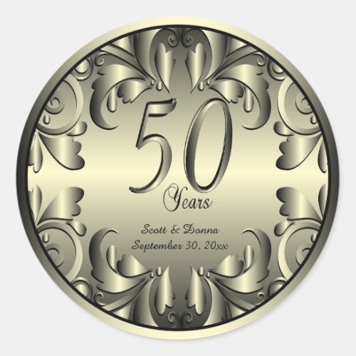 50th Golden Wedding Anniversary Classic Round Sticker