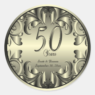 50th Golden Wedding Anniversary Classic Round Sticker