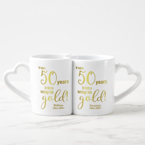 50th Golden Wedding Anniversary Coffee Mug Set
