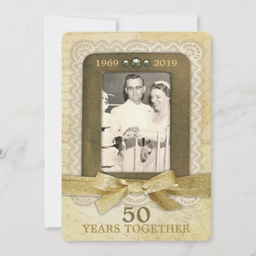 50th Golden Wedding Anniversary Collage 1 Photo Invitation