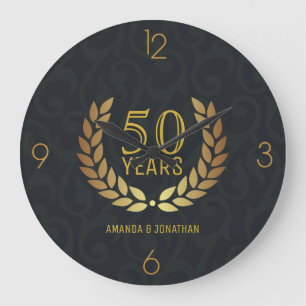 50th Golden Wedding Anniversary Commemorative Large Clock