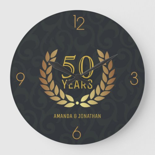 50th Golden Wedding Anniversary Commemorative Large Clock