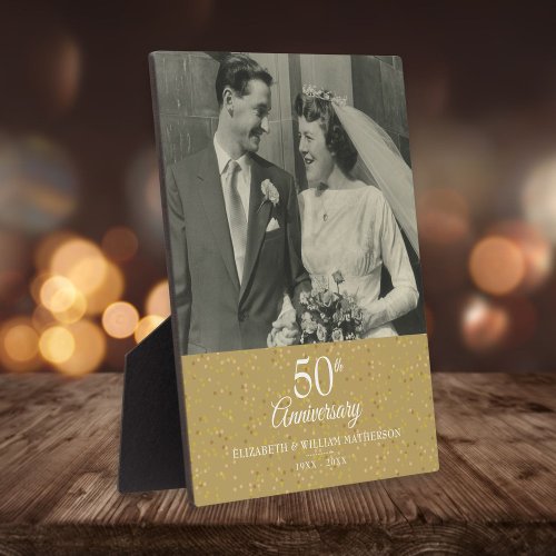 50th Golden Wedding Anniversary Confetti Photo Plaque