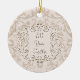 50th Golden Wedding Anniversary Custom Photo Ceramic Ornament