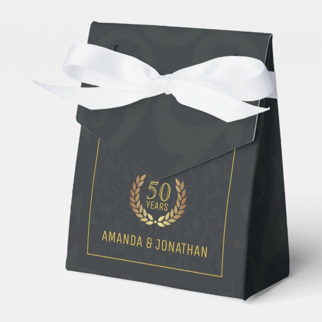 50th Golden Wedding Anniversary Customizable Favor Boxes (Front Side)