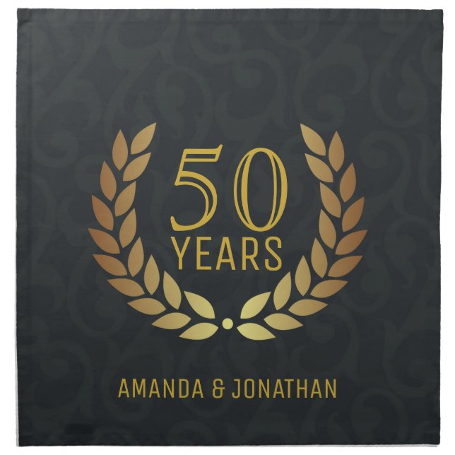 50th Golden Wedding Anniversary Customizable Napkin (Front)