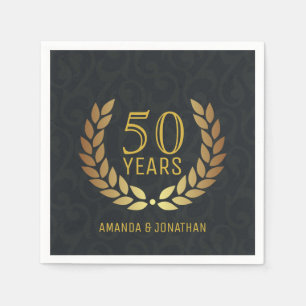 50th Golden Wedding Anniversary Customizable Paper Napkins