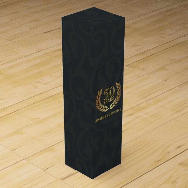 50th Golden Wedding Anniversary Customizable Wine Box (Front)