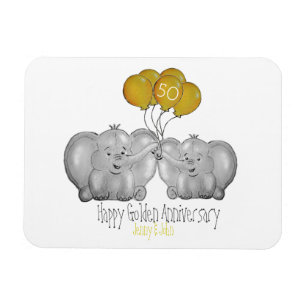 50th Golden Wedding Anniversary cute elephant Magnet