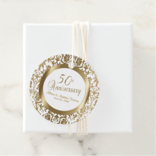 50th Golden Wedding Anniversary - Damask Favor Tags