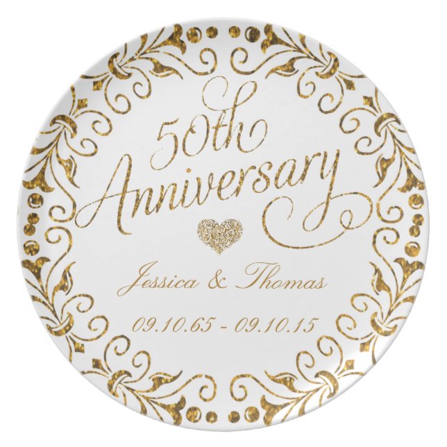 50th Golden Wedding Anniversary Decorative Plate (Front)