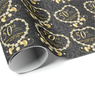 50th Golden Wedding Anniversary   DIY Name & Date Wrapping Paper