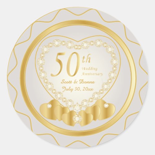 50th Golden Wedding Anniversary  DIY Text Classic Round Sticker