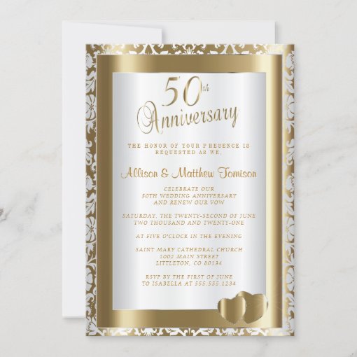 50th Golden Wedding Anniversary | DIY Text Invitation | Zazzle