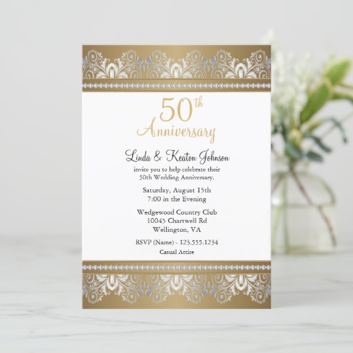 50th Golden Wedding Anniversary | DIY Text Invitation | Zazzle