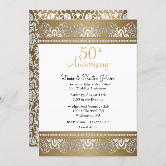 50th Golden Wedding Anniversary | DIY Text Invitation | Zazzle.com