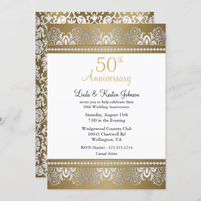 50th Golden Wedding Anniversary | DIY Text Invitation | Zazzle