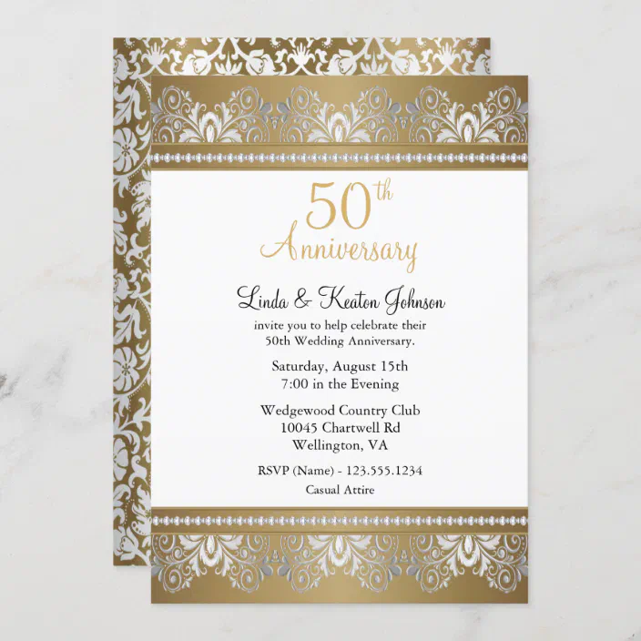 50th Golden Wedding Anniversary Diy Text Invitation Zazzle Com - Diy 50th Anniversary Invitations
