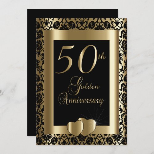 50th Golden Wedding Anniversary  DIY Text Invitation