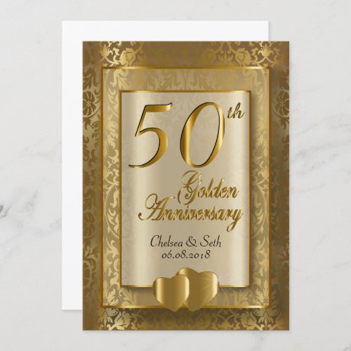 50th Golden Wedding Anniversary  DIY Text Invitation