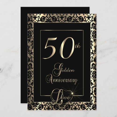 50th Golden Wedding Anniversary  DIY Text Invitation