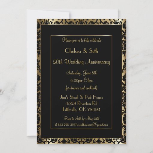 50th Golden Wedding Anniversary | DIY Text Invitation | Zazzle