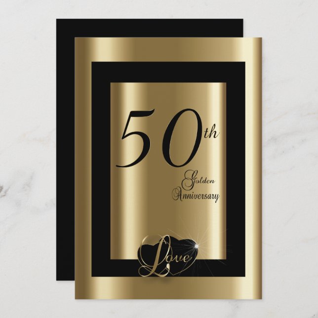 50th Golden Wedding Anniversary | DIY Text Invitation (Front/Back)
