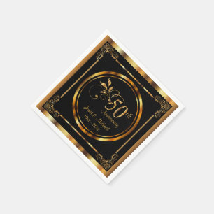 50th Golden Wedding Anniversary DIY Text Paper Napkins